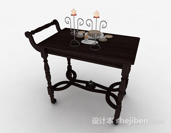 免费欧式棕色移动餐桌3d模型下载