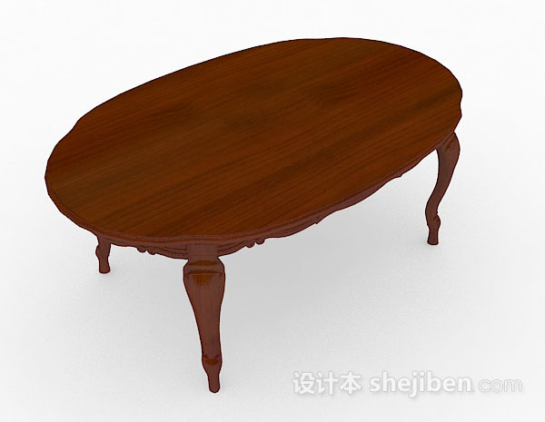 棕色椭圆形餐桌3d模型下载