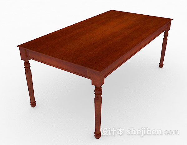 设计本红棕色木质餐桌3d模型下载
