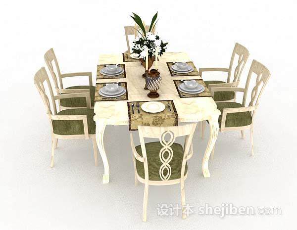 设计本黄色家居餐桌椅3d模型下载