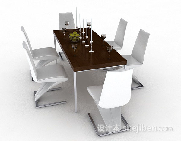 设计本个性简约餐桌椅3d模型下载