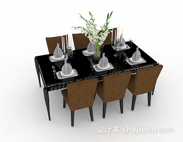 免费简约餐桌椅3d模型下载