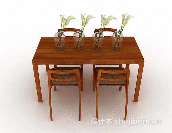 设计本简单木质餐桌椅3d模型下载
