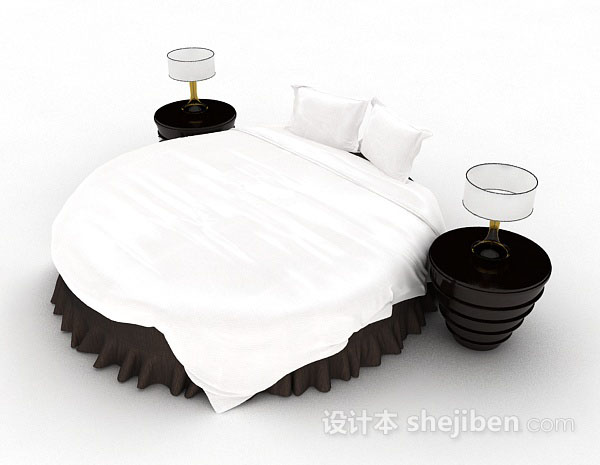 现代风格圆形双人床3d模型下载