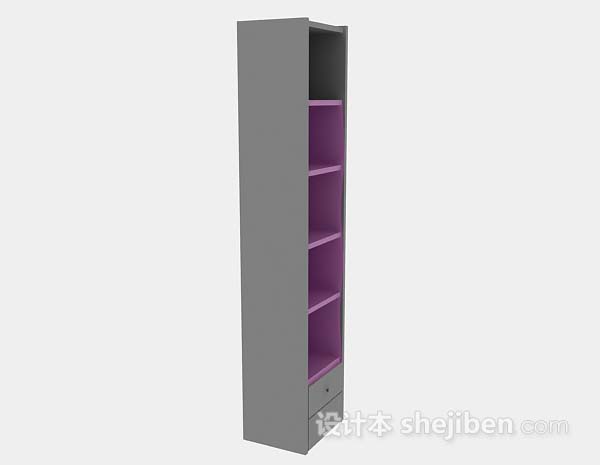 免费紫色简约展示柜3d模型下载