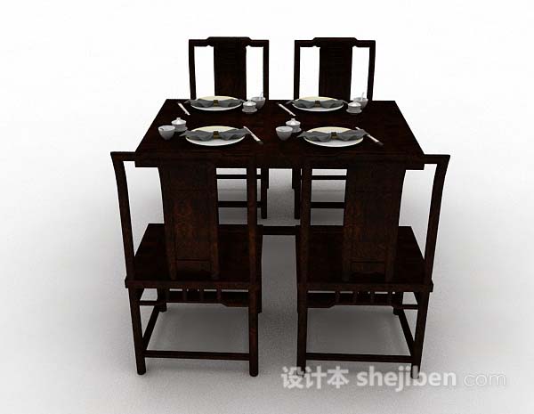 中式风格中式满足餐桌椅3d模型下载