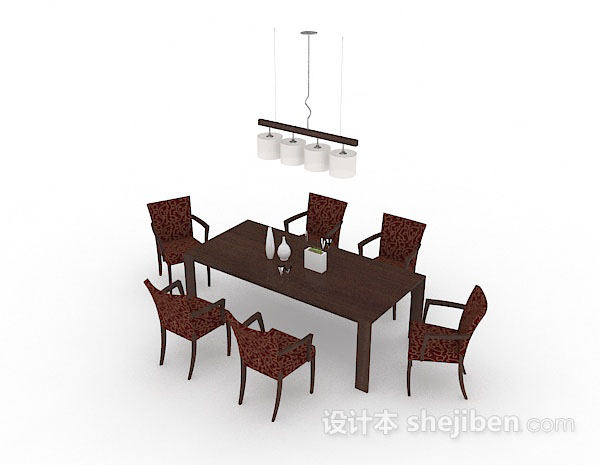家居简单桌椅组合3d模型下载
