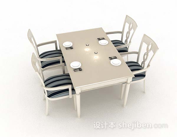 免费欧式简约餐桌椅3d模型下载