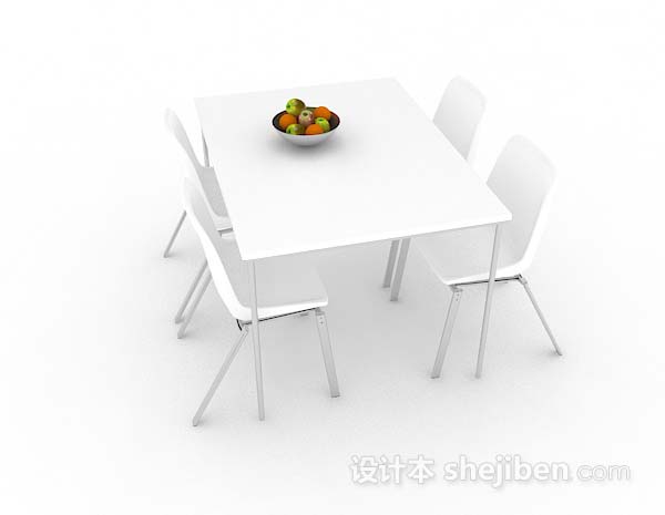 设计本现代简约白色餐桌椅3d模型下载