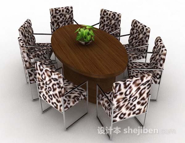设计本豹纹餐桌椅3d模型下载