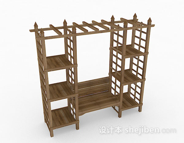 木质展示柜架3d模型下载