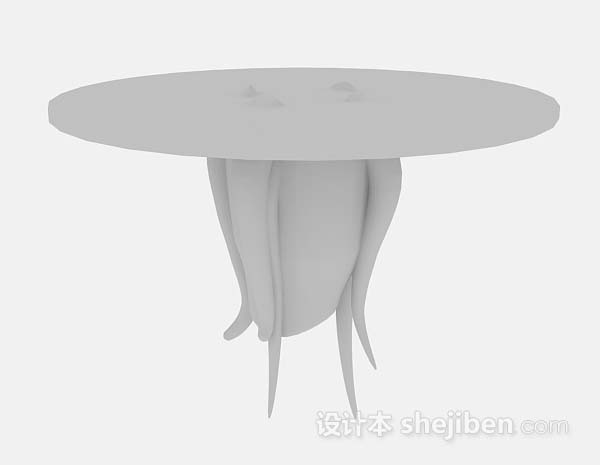 设计本圆形简约餐桌3d模型下载
