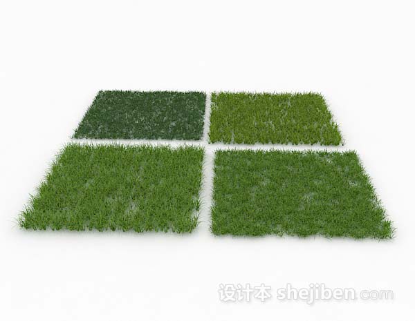 现代风格绿草块3d模型下载