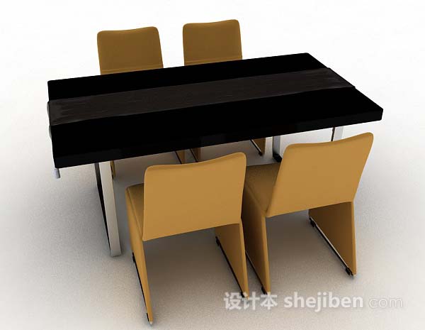 设计本现代简约餐桌椅3d模型下载