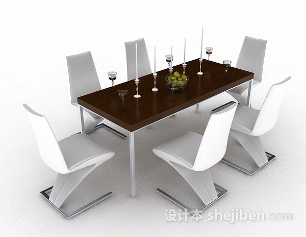 个性简约餐桌椅3d模型下载