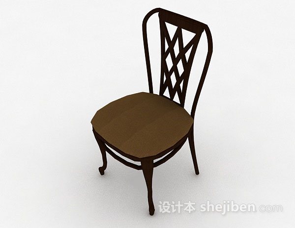现代风格木质棕色家居椅子3d模型下载