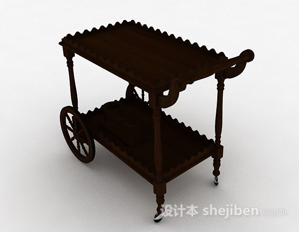 免费木质移动小餐桌3d模型下载