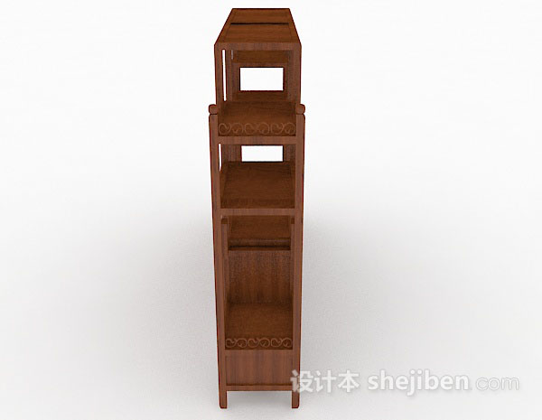 设计本中式棕色木质展示柜3d模型下载