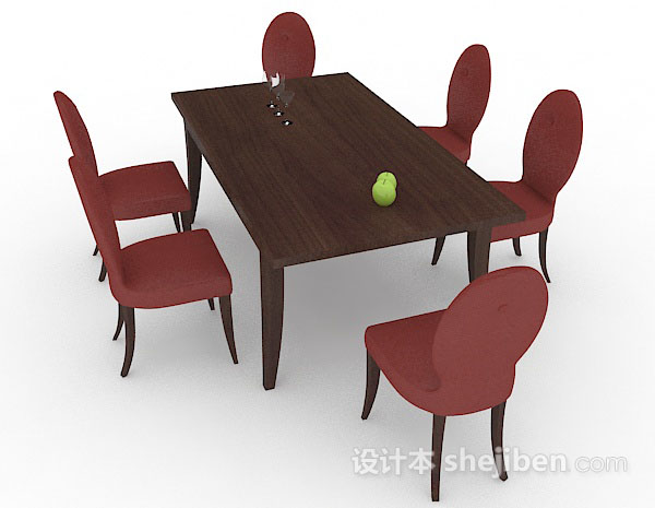 免费家居简单餐桌椅组合3d模型下载