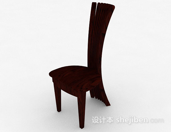 现代风格个性木质棕色椅子3d模型下载