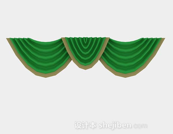绿色窗帘幔3d模型下载