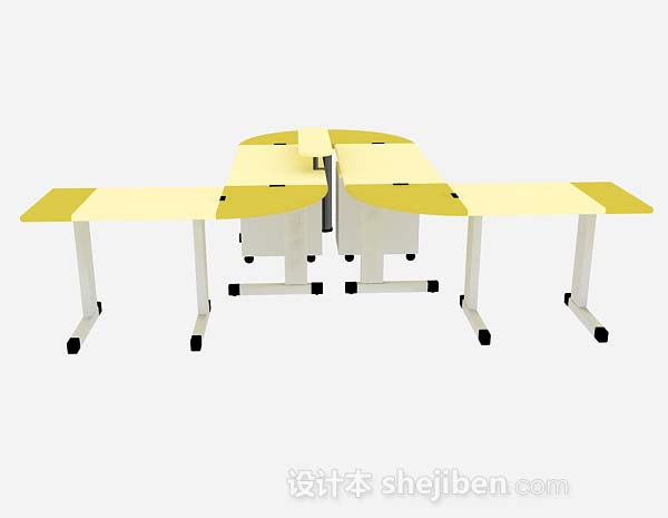设计本黄色办公桌3d模型下载