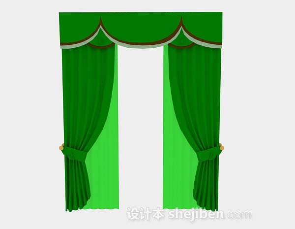 绿色窗帘3d模型下载