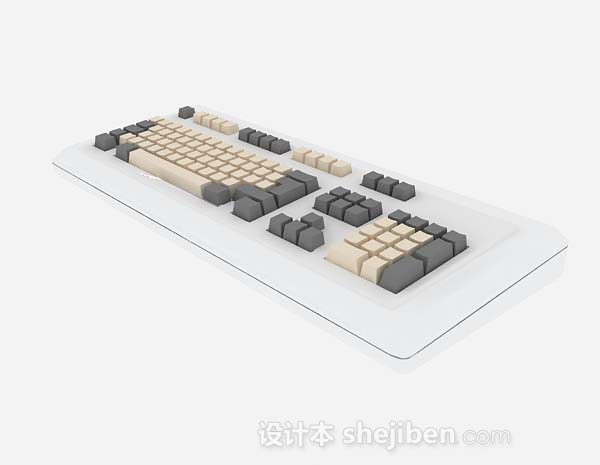免费白色电脑键盘3d模型下载