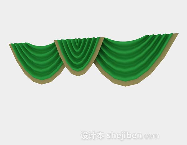 现代风格绿色窗帘幔3d模型下载