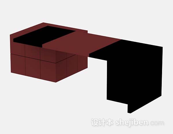 现代个性暗红色书桌3d模型下载