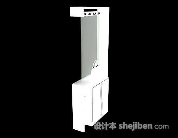 设计本白色木质玄关柜3d模型下载