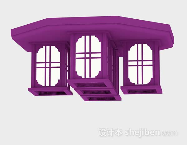中式风格紫色吸顶灯3d模型下载