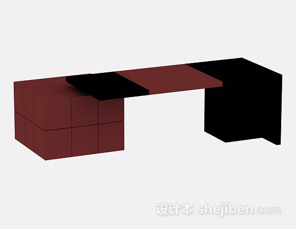 现代风格现代个性暗红色书桌3d模型下载