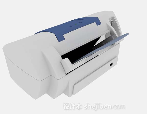 免费蓝白打印机3d模型下载