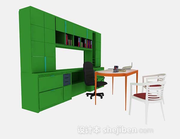 设计本绿色书桌3d模型下载