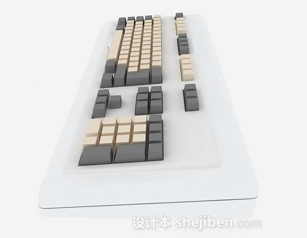 设计本白色电脑键盘3d模型下载