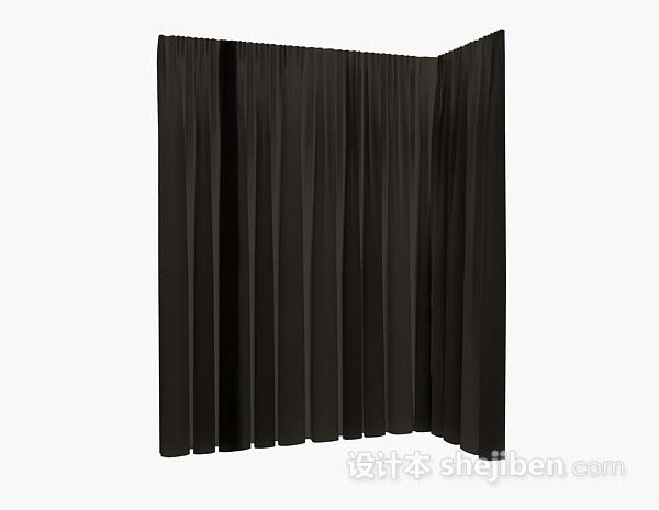 现代风格黑色窗帘3d模型下载