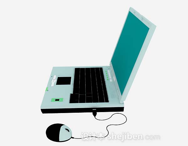 设计本绿色笔记本电脑3d模型下载