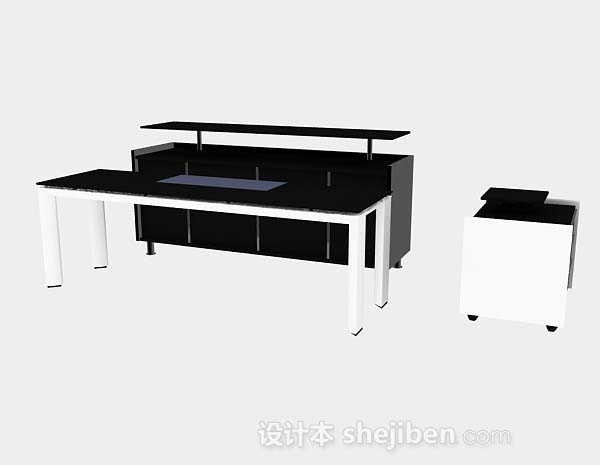 现代风格黑色办公桌3d模型下载