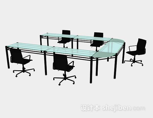 设计本简约会议桌椅3d模型下载