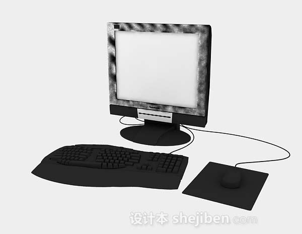 现代风格黑色电脑3d模型下载