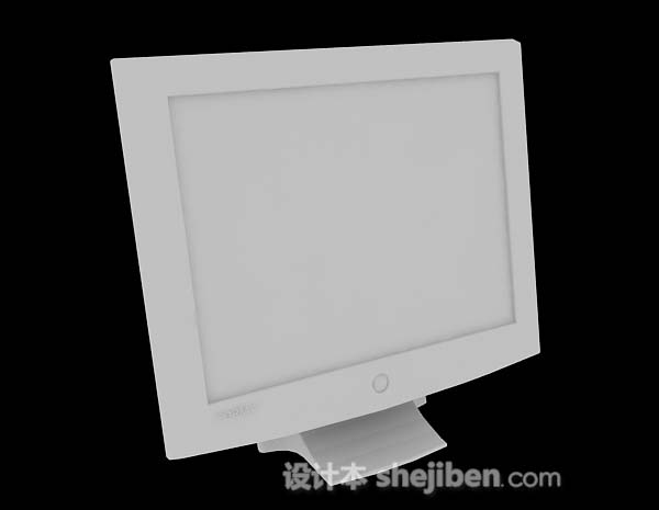 白色电脑显示器3d模型下载