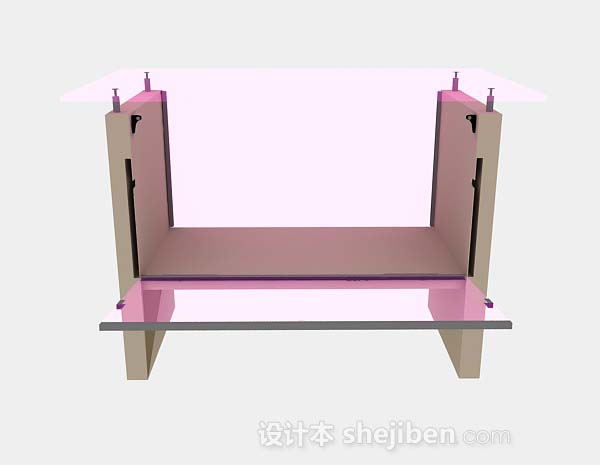现代风格粉色办公桌3d模型下载