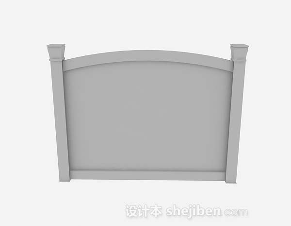 现代风格灰色庭院墙3d模型下载