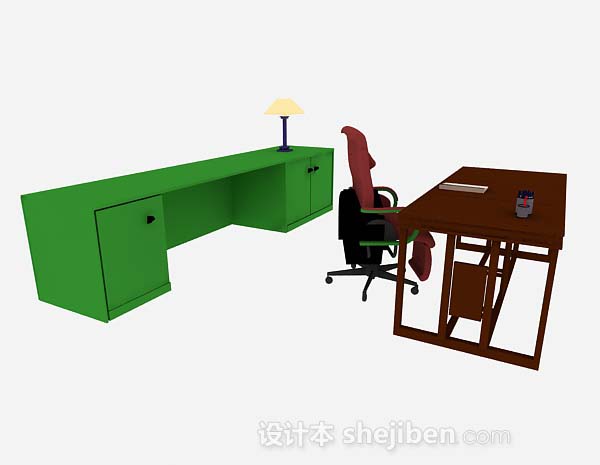 免费新中式书桌3d模型下载
