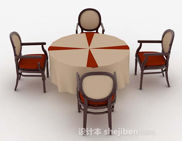 设计本木质餐桌椅3d模型下载