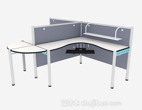 设计本灰色简约办公桌3d模型下载