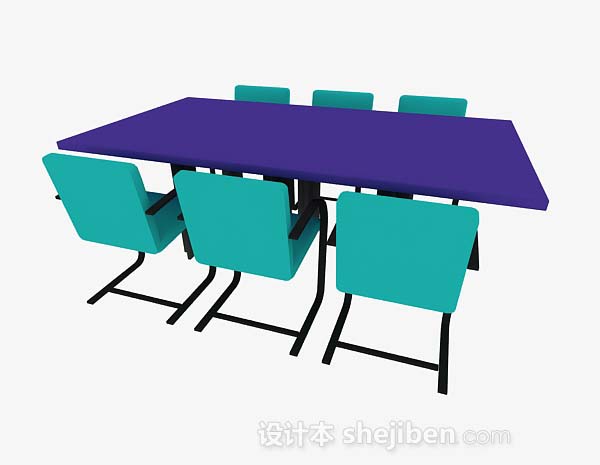 设计本绿色办公会议桌椅3d模型下载