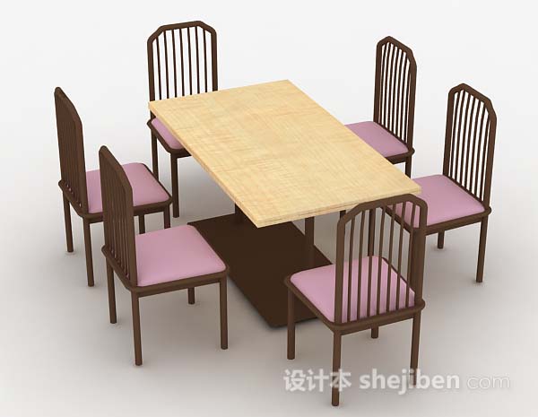 设计本木质家居餐桌椅3d模型下载