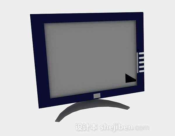 免费蓝色电脑显示器3d模型下载